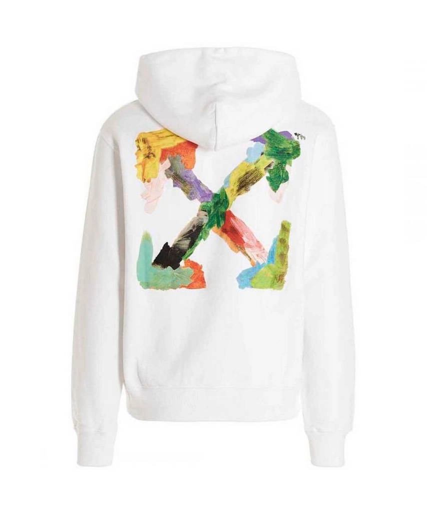 Off White Mens Brush Arrow Logo White Hoodie - Size Large